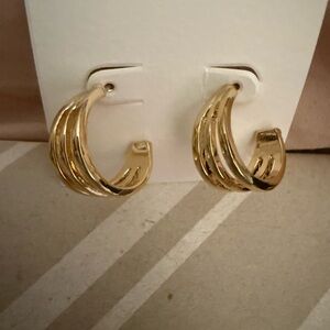 American Eagle Outfitters Gold Textured Hoop Earrings
